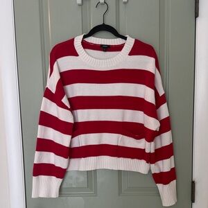 Express xl Red and white striped crop sweater